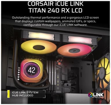 Corsair iCUE LINK TITAN 240mm RX LCD CPU-vandkøler (sort)
