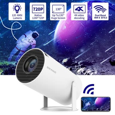 Bærbar Smart Projektor WiFi Bluetooth 4K HD Video Home Theater LED-projektor