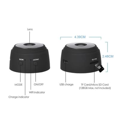 Mini Spy Kamera Trådløs Wifi IP Hjemmesikkerhedskamera HD 1080P