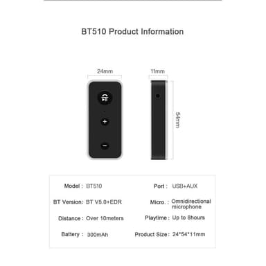 Trådløs Bluetooth 5.0 Stereo Audio Musikmodtager