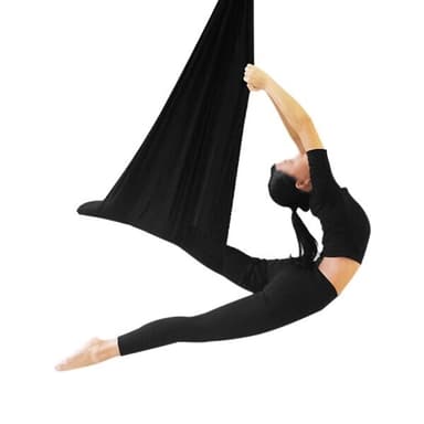 Yoga-hængekøje 400x280 cm med strækbare stropper - Sort