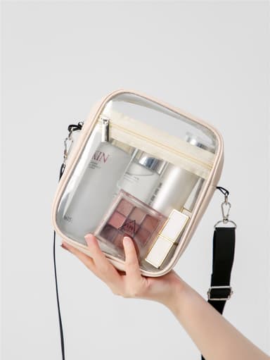 Crossbody PVC lille firkantet taske Beige