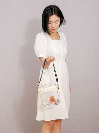 Crossbody PVC lille firkantet taske Beige