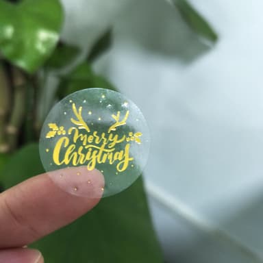 Merry Christmas klistermærker 1 rulle med 500 stk Guld