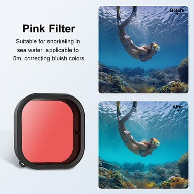 Vandtæt dykkerfilter til GoPro Hero 11/10/9 Rød