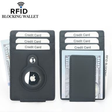 RFID-kortholder pung med AirTag holder etui Sort