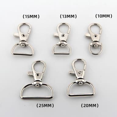 Drejelige spænder lanyard karabinhager nøglering clips nøgleringe 10-delt Sølv 1 cm