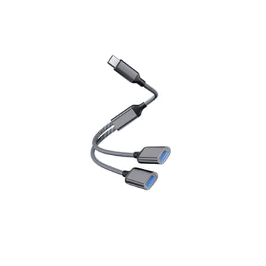 Type-C til Dual USB 2.0 Adapter Grå