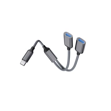 Type-C til Dual USB 2.0 Adapter Grå