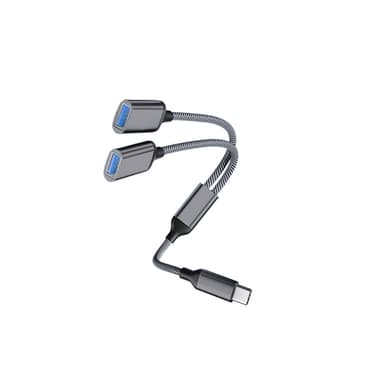 Type-C til Dual USB 2.0 Adapter Grå
