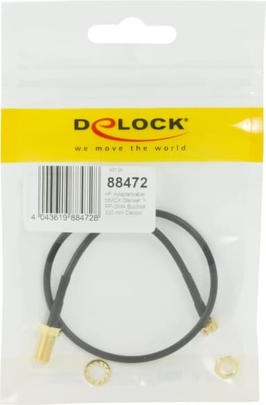 DeLOCK adapter, MMCX han - RP-SMA hun, 0,3m, sort