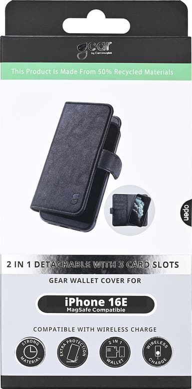 Gear iPhone 16E 2i1 pungetui (sort)