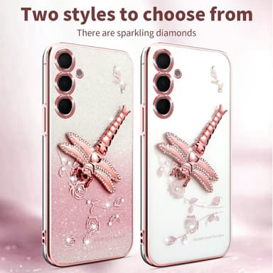 SKALO Samsung S25+ KADEM Dragonfly Glitter Cover - Pink