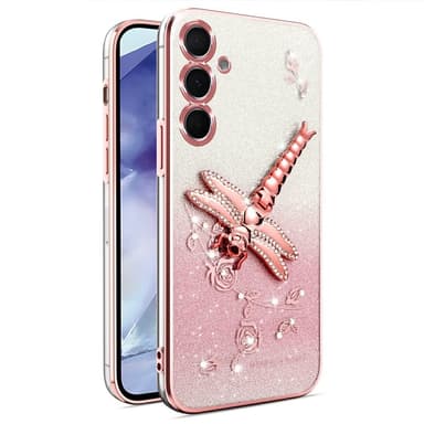 SKALO Samsung S25+ KADEM Dragonfly Glitter Cover - Pink