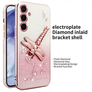 SKALO Samsung S25+ KADEM Dragonfly Glitter Cover - Pink