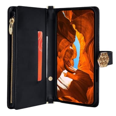 SKALO Xiaomi Redmi Note 14 5G Big Wallet Cross Texture Flip Cover - Sort