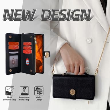 SKALO Xiaomi Redmi Note 14 5G Big Wallet Cross Texture Flip Cover - Sort