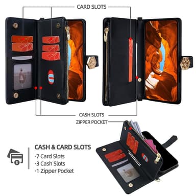 SKALO Xiaomi Redmi Note 14 5G Big Wallet Cross Texture Flip Cover - Sort