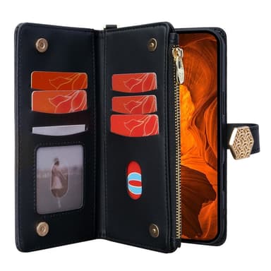 SKALO Xiaomi Redmi Note 14 5G Big Wallet Cross Texture Flip Cover - Sort