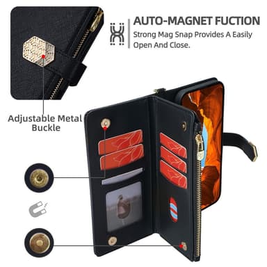 SKALO Xiaomi Redmi Note 14 5G Big Wallet Cross Texture Flip Cover - Sort