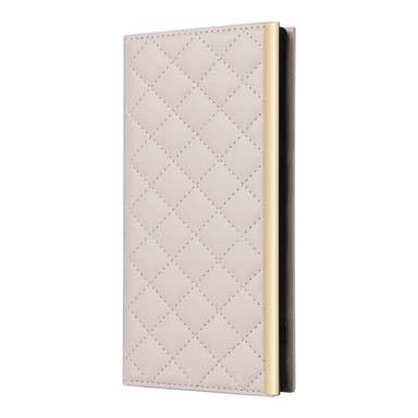 SKALO Samsung S25 Ultra Quiltet skulderrem med guldkant Flip Cover - Beige