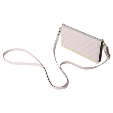SKALO Samsung S25 Ultra Quiltet skulderrem med guldkant Flip Cover - Beige