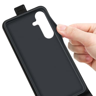 SKALO Samsung S25 Vertical Flip PU-Læder Flip Cover - Sort