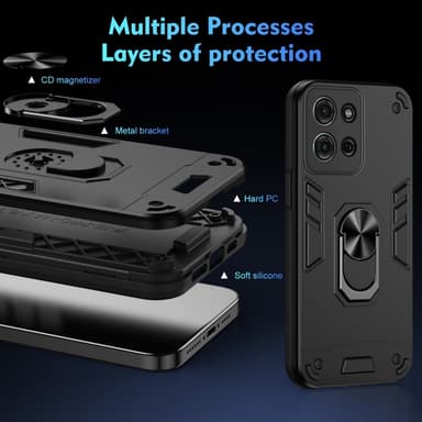 SKALO Motorola Moto G75 5G Armor Metallring Cover - Sort