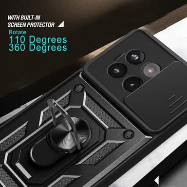 SKALO OnePlus 13R Armor Metallring Kameraslider Cover - Sort