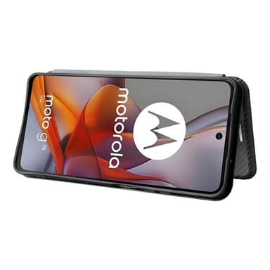 SKALO Motorola Moto G75 5G Carbon Fiber Flip Cover - Sort