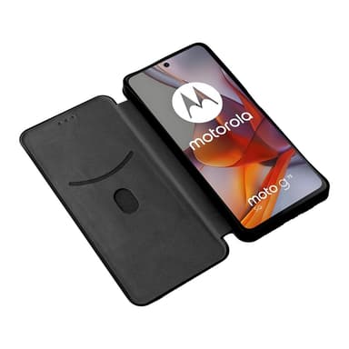 SKALO Motorola Moto G75 5G Carbon Fiber Flip Cover - Sort