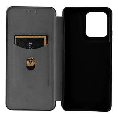 SKALO Motorola Moto G75 5G Carbon Fiber Flip Cover - Sort