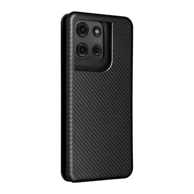 SKALO Motorola Moto G75 5G Carbon Fiber Flip Cover - Sort