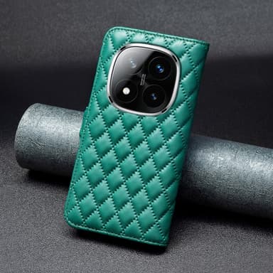 SKALO Xiaomi Redmi Note 14 Pro 5G BINFEN COLOR Quiltet cover Flip Cover - Grøn