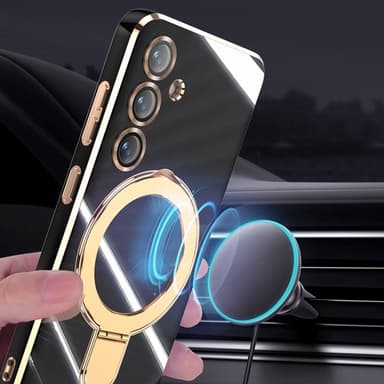SKALO Samsung S25 Guldring Cover - Hvid