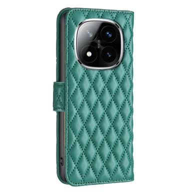 SKALO Xiaomi Redmi Note 14 Pro 5G BINFEN COLOR Quiltet cover Flip Cover - Grøn