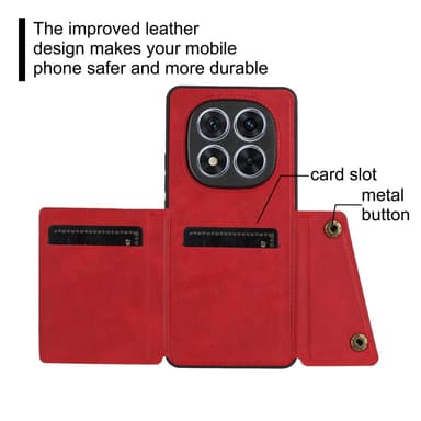 SKALO Xiaomi Redmi Note 14 Pro 5G PU-lædercover med 2 kortslots Cover - Sort