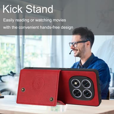 SKALO Xiaomi Redmi Note 14 Pro 5G PU-lædercover med 2 kortslots Cover - Sort