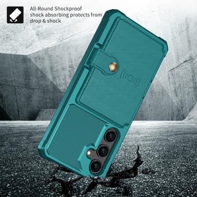 SKALO Samsung S25 Stødresistent Cover med Pung- Grøn