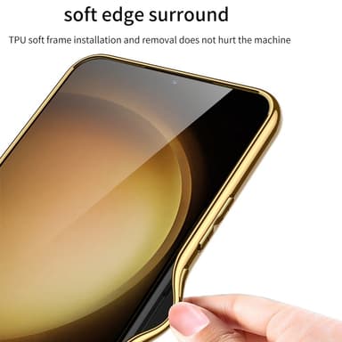 SKALO Samsung S25 GKK PU-Læder Guldkant Cover - Sort
