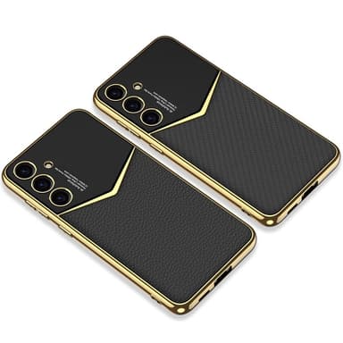 SKALO Samsung S25 GKK PU-Læder Guldkant Cover - Sort