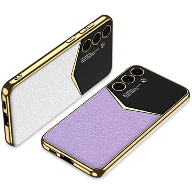 SKALO Samsung S25 GKK PU-Læder Guldkant Cover - Sort