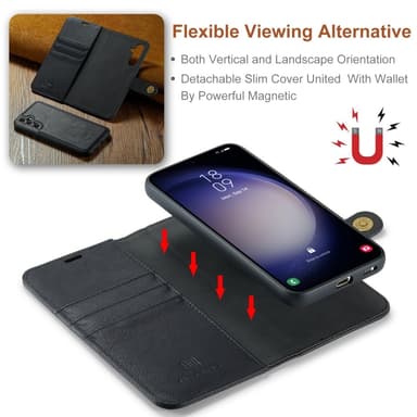 DG MING Samsung S25 2-i-1 Magnet Flip Cover - Sort