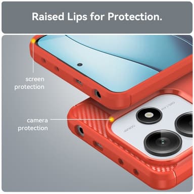 SKALO Xiaomi Redmi Note 14 5G Armor Carbon Cover - Rød