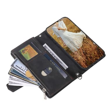 SKALO Samsung S25 Style 005 Big Wallet Quiltat Flip Cover - Sort