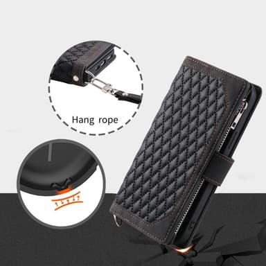 SKALO Samsung S25 Style 005 Big Wallet Quiltat Flip Cover - Sort