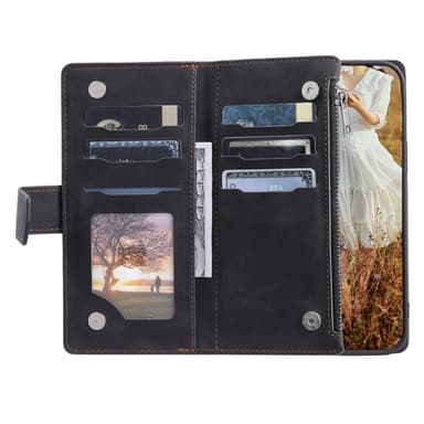 SKALO Samsung S25 Style 005 Big Wallet Quiltat Flip Cover - Sort