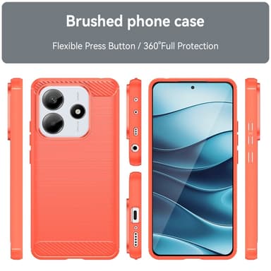 SKALO Xiaomi Redmi Note 14 5G Armor Carbon Cover - Rød