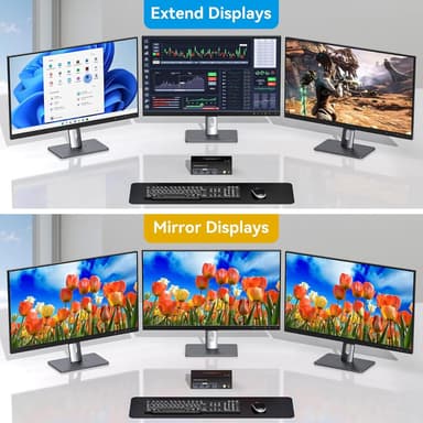 NÖRDIC HDMI 2.1 KVM-switch 2 computere 3 skærme 8K60Hz 4K144Hz Triple skærm 4 USB 3.0 til 2 PC deler 3 skærme