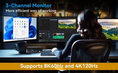 NÖRDIC HDMI 2.1 KVM-switch 2 computere 3 skærme 8K60Hz 4K144Hz Triple skærm 4 USB 3.0 til 2 PC deler 3 skærme